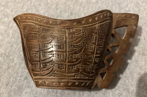 Vintage, geschnitztes Holzgefäß, Wikingerboot Form, nordische Volkskunst, 1970er