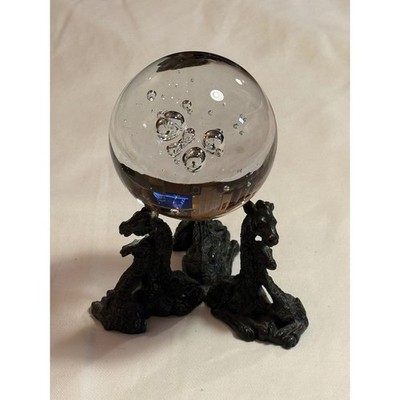SPI Crystal Ball Paperweight OS Clear Excellent Giraffe Stand Set