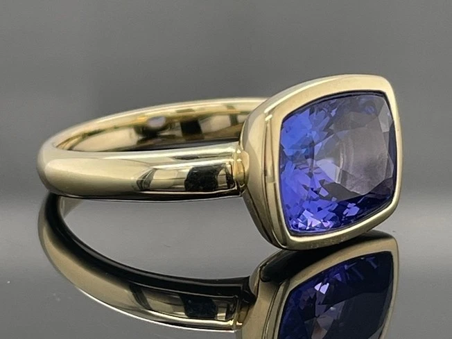 RING GR.17 (CA.53) AUS 585/-GELBGOLD MIT TANSANIT AAA FACETTENREICH  SCHMUCKJAGD - Bild 3 von 3