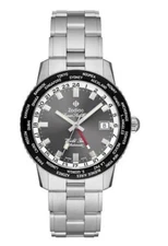 NEW Zodiac Super Sea Wolf GMT World Time Automatic Black Silver Watch ZO9409 NWT