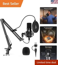 Professional USB Microphone Kit - 192kHz/24Bit Condenser for Podcasting  Gaming