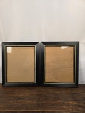 Set Of 2 Gold/Black Ornate Wood Wall Picture Frames W/Glass Photo Size 8 X 10"
