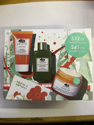 Origins Glow & Believe GinZing & Mega-Mushroom Hydrating Glow Kit 3 pc. Set Gift