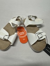 Wonder Nation Girls White Sandals Size 10 NWT Adjustable Buckle Straps