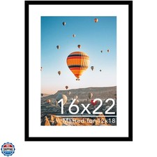 16x22 Picture Frame with 12x18 Mat, Display Photo 12x18 with Mat or 16 x 22 W...