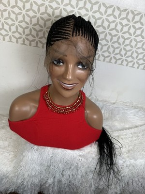 Cornrow on Full Lace Perücke, erschwinglicher Zopf, leichte Cornrow Perücke, schwarz, 36'' 