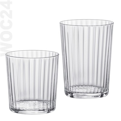 6 x Longdrink Glas Gläser Cocktail Whisky Cola Saft Trink Wasser Streifen-Relief