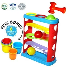Playkidz Pound A Ball Baby Toddler Toy Bonus Stacking Cups