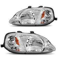 Dwvo Headlight Assembly Compatible 99 00 1999 2000 Civic Headlamps Chrome