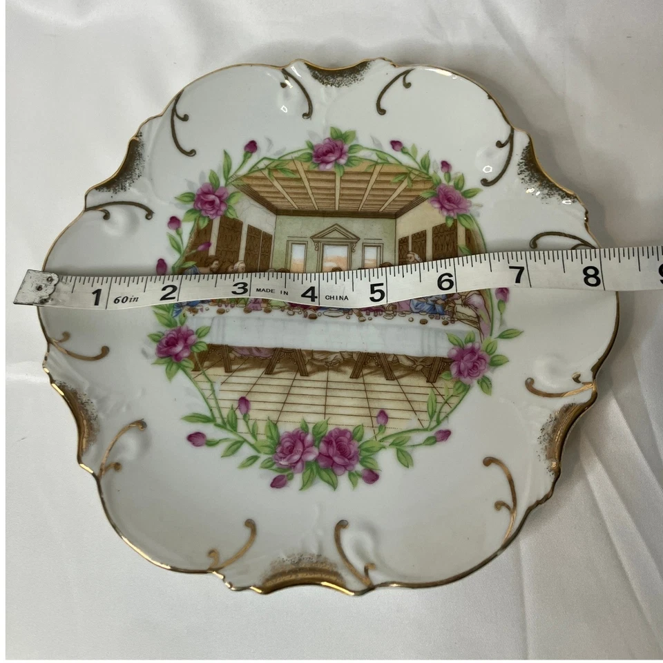 Plato Decorativo La Última Cena Jesús Arte Religioso Borde Oro 18K Japón Foto 2 de 4