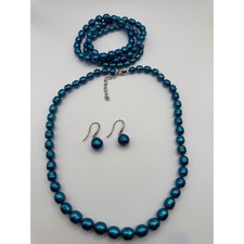 Honora Blue Pearl Necklace Bracelet Earrings ...