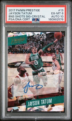 2017 Prestige Jayson Tatum Bonus Shots Sig Crystal Feat LeBron PSA 6 Auto 10 SSP