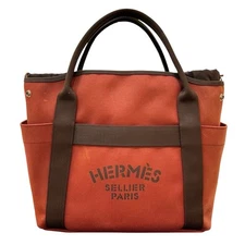 Hermes Sac de Pansage B Stamp Rouge H/SHW Toile  #1849