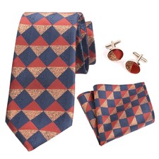 Men Ties Set Business Mixed Color Fashion Woven Necktie Handkerchief and Pock...