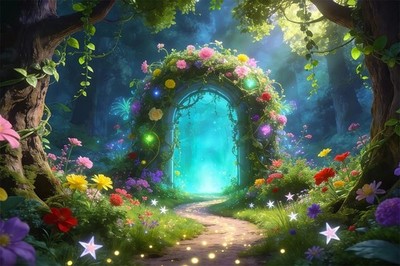 Forest Enchanted Floral Magic Path Green Backdrop Party Photo Background Decor