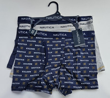 Nautica Boys XL 16-18 3 Pk Cotton Knit Boxer Brief Shorts Underwear Blue Gray