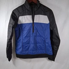 Cutter & Buck Jacket Mens Small Blue Black 1/4 Zip Puffer Pullover Casual Preppy