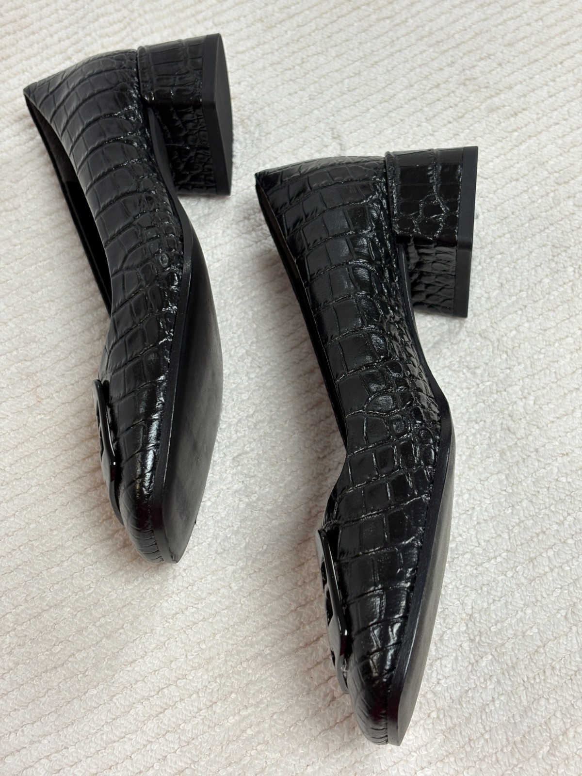 NEW-Tory Burch-Women Black crocodile leather heel shoes.139657-Sz-5.5M.Vietnam thumbnail 10