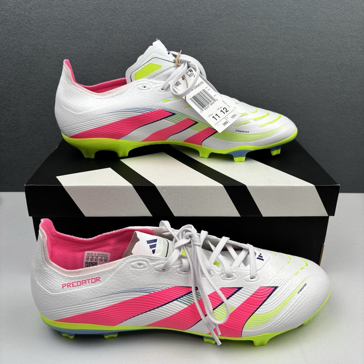 adidas White Pink Neon Yellow Men’s Soccer Cleats adidas Jr. F50 League FG/MG Soccer Cleats (White/Black/Yellow) main image 3