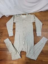 Vtge Duofold One Piece Union Suit Double Layer Button Up Base Layer Small Gray