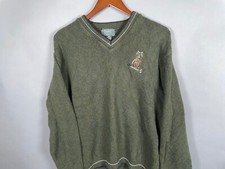 VTG Haggar Tour Golf Bag V-Neck Sweater Adult Medium Green Cotton USA Made