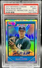 2007 Prospects Zach McAllister 122/500 PSA 8 *Low Pop* Yankees Auto Refractor RC