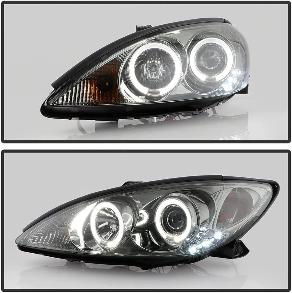 Faros proyectores de humo LED de doble halo Gunmetal para Toyota Camry 2002-2006 Foto 4 de 4
