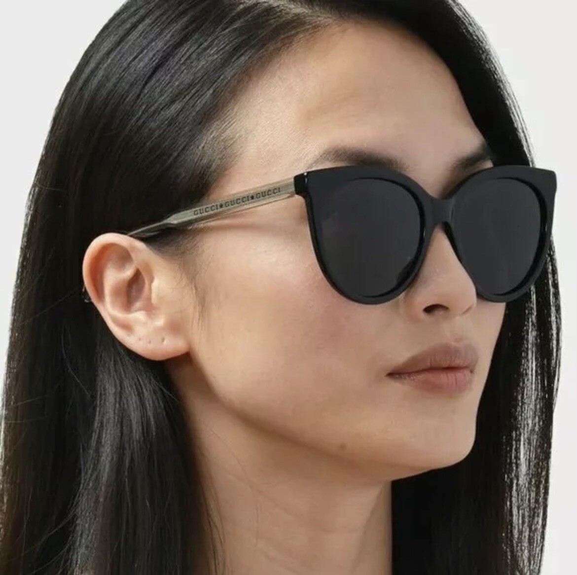 GUCCI グッチ　sunglasses キャッツアイ　GG0565S ブラック Gucci Oval Sunglasses GG0565S 001 Black/Clear/Gold 54mm 0565