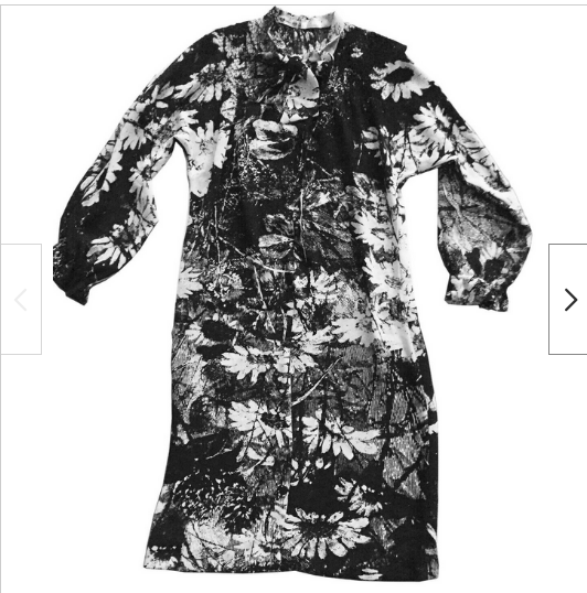 HANAE MORI Shift Dress Vintage Chiffon Black White Floral Print Pussy Bow  Sz 10 | eBay