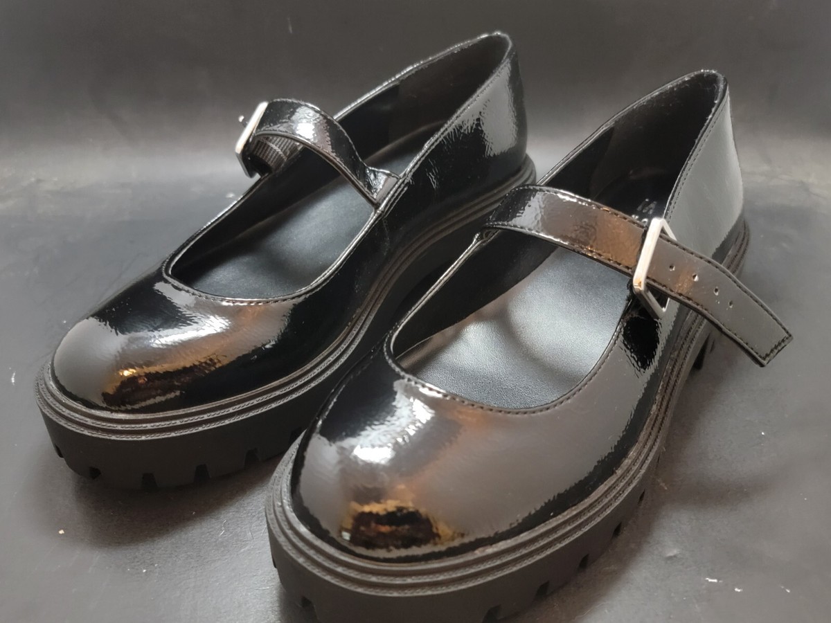 Mix No. 6 WISTERIA Black Leather Round Toe Platform Mary