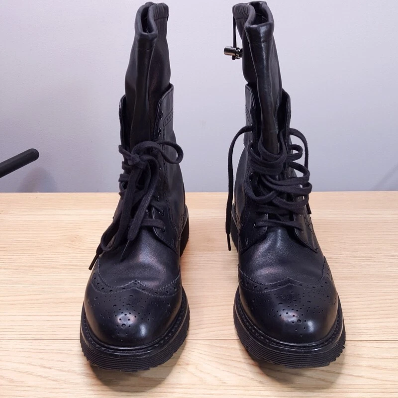 Botas de combate PRADA para mujer talla 39,5 cuero negro con cordones brogue Foto 2 de 4