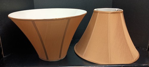 2 Seiden Softback Glocken Lampenschirme Kupfer Außen Elfenbein Innen 10,75" x 17" x 7" - Bild 2 von 9