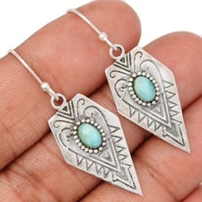 Southwest - Genuine Larimar - Dominican Republic 925 Silver Earrings CE49146
