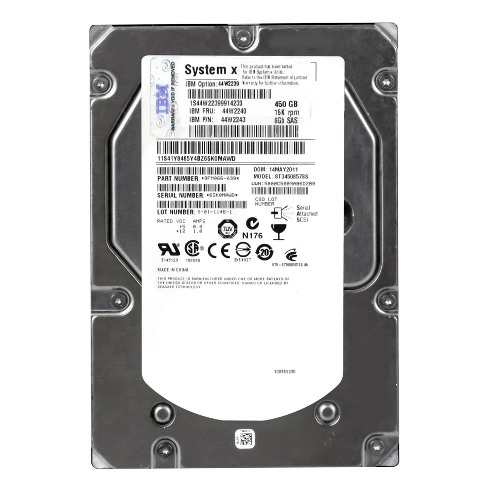 Disco Rigido IBM 44W2240 44W2243 ST3450857SS 450GB 15K 16MB SAS-2 3.5'' - Immagine 3 di 3