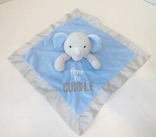 Nursery Rhyme Blue Elephant Baby Security Blanket TIME TO CUDDLE Gray P35