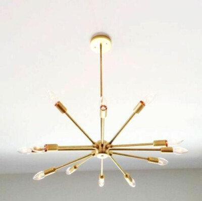 Mid Century Modern Brass Light Chandelier 12 Arm Sputnik Stunning ceiling light