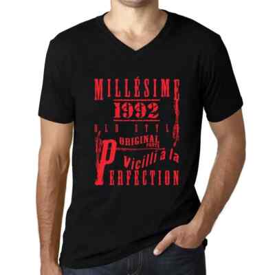 ULTRABASIC Herren T-Shirt V-Ausschnitt Jahrgang perfekt gealtert 1992