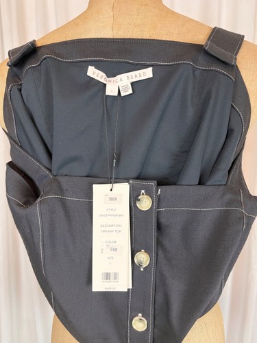 Top Veronica Barba Tiffany Blu Bottone Frontale Top Gilet Taglia L Nuovo con etichette $298 - Foto 6 di 6