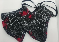 2 Pack Red Black Widow on webs handmade face masks
