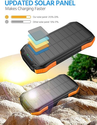 Banque d'énergie solaire portable 20100mAh 2 chargeur de batterie USB téléphone portable iPhone lumière - Photo 2 sur 8