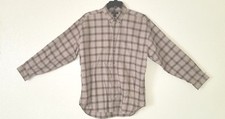 Nice Brown Tan Plaid NORTH 44 Size L Cotton Shirt Long Sleeve w/pocket