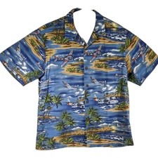 WW2 Bomber Planes Hawaiian Shirt Pearl Harbor Warbirds RJC USA Made Mens Large L