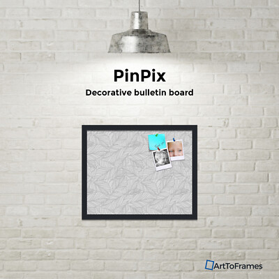 ArtToFrames Custom Cork Bulletin Board Foliage Framed in Satin Black