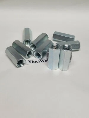 QUALWARE 1/2-20 ×1-3/4" Heavy Hex Coupling Nut 1-3/4" long x 11/16" (5 pack) Zinc.
