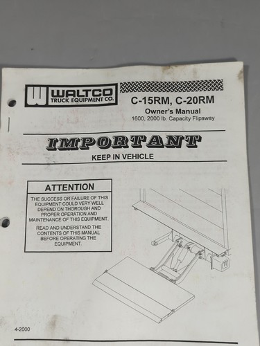 WALTCO c-15rm c-20rm 1600 2000 Lbs. Puerta levadiza manual tapa abatible para camión 80122202