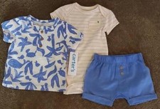 Baby Boys Carter's 3 pc Whales Palms Set -Shirt Bodysuit Shorts Size 3 6 9mo NWT
