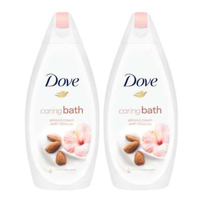 Dove Caring Bath Almond Cream with Hibiscus Body Wash, 16.9oz (Pack of 2)
