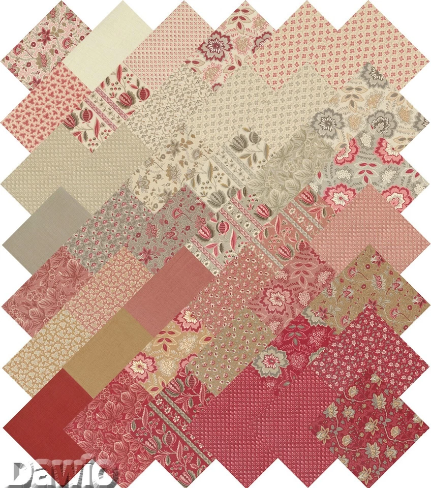 Charm Pack "Chateau Chantilly" Blumen Patchwork Stoff Moda, 42 Scraps à 12,7cm - Bild 4 von 4