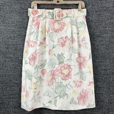 Vintage Skirt 29" High Waist Knee Length Floral Belt Runs Size Small TR Bentley