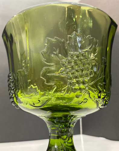 VINTAGE Indiana Glass Harvest Grape Avocado Green Compote Candy Dish - Picture 4 of 7